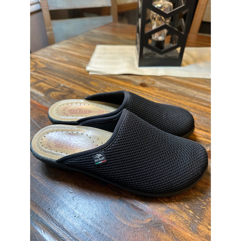 Fly Flot Black Mesh Anatomic Clogs Made in Italy Women 39 8 Anti-Shock Mules
